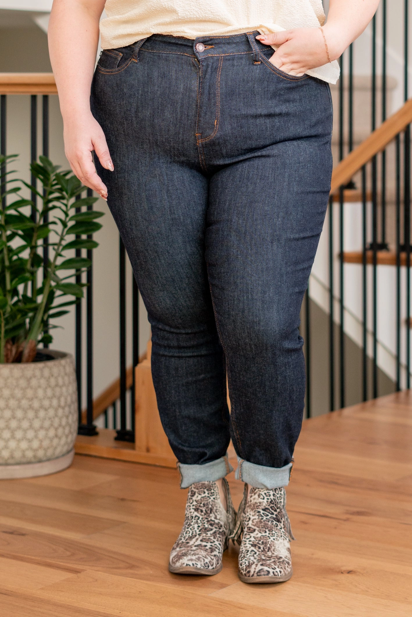 Plus Size Saratoga Springs High Rise Embroidered Pocket Skinny Smart Casual Modern Rainy Day Weekend Warrior Creative Look Modern