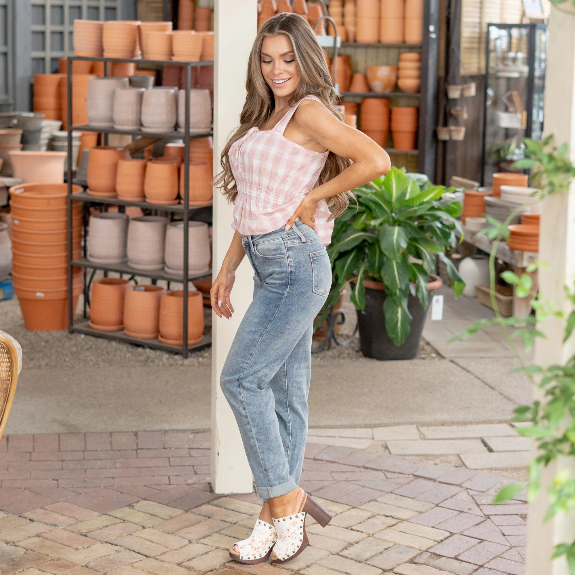 Responsible Denim Production Basic Outfit Sweet Serenade High Rise Double Cuffed Boyfriend Regular & Plus Sizes