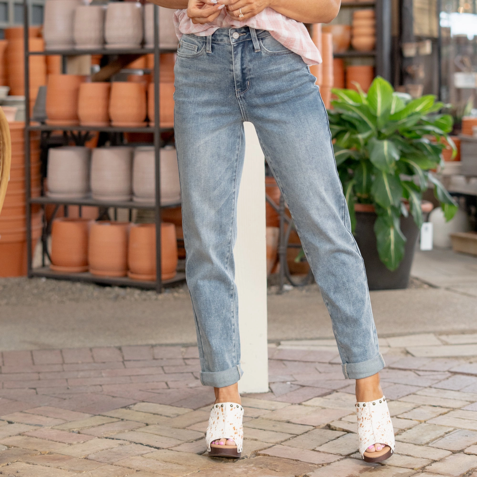 Artist Vibe Weekend Warrior Gym Ready Sweet Serenade High Rise Double Cuffed Boyfriend Regular & Plus Sizes