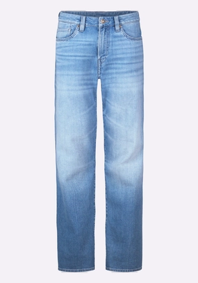 Body Friendly Articulated Knee Shape Relaxed Straight Driven Men's Jeans, Vintage Blue - BM26083
