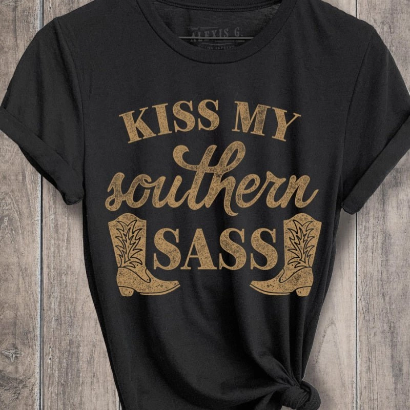 Kiss My Southern Sass Tee Stretch Technology Adaptive Waistband