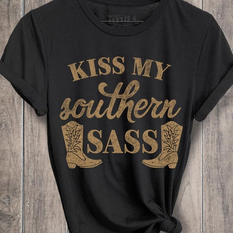 Kiss My Southern Sass Tee FadeResistant Coating Lightweight Knit