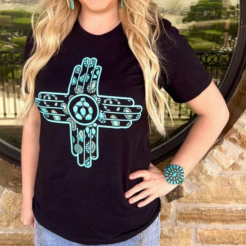 Casual Pullover New Mexico In Turquoise Tee