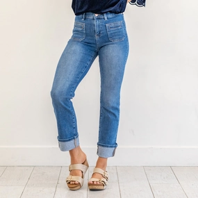 Carolina High Rise Cuffed Straight Leg Regular & Plus Sizes Workday Outfit