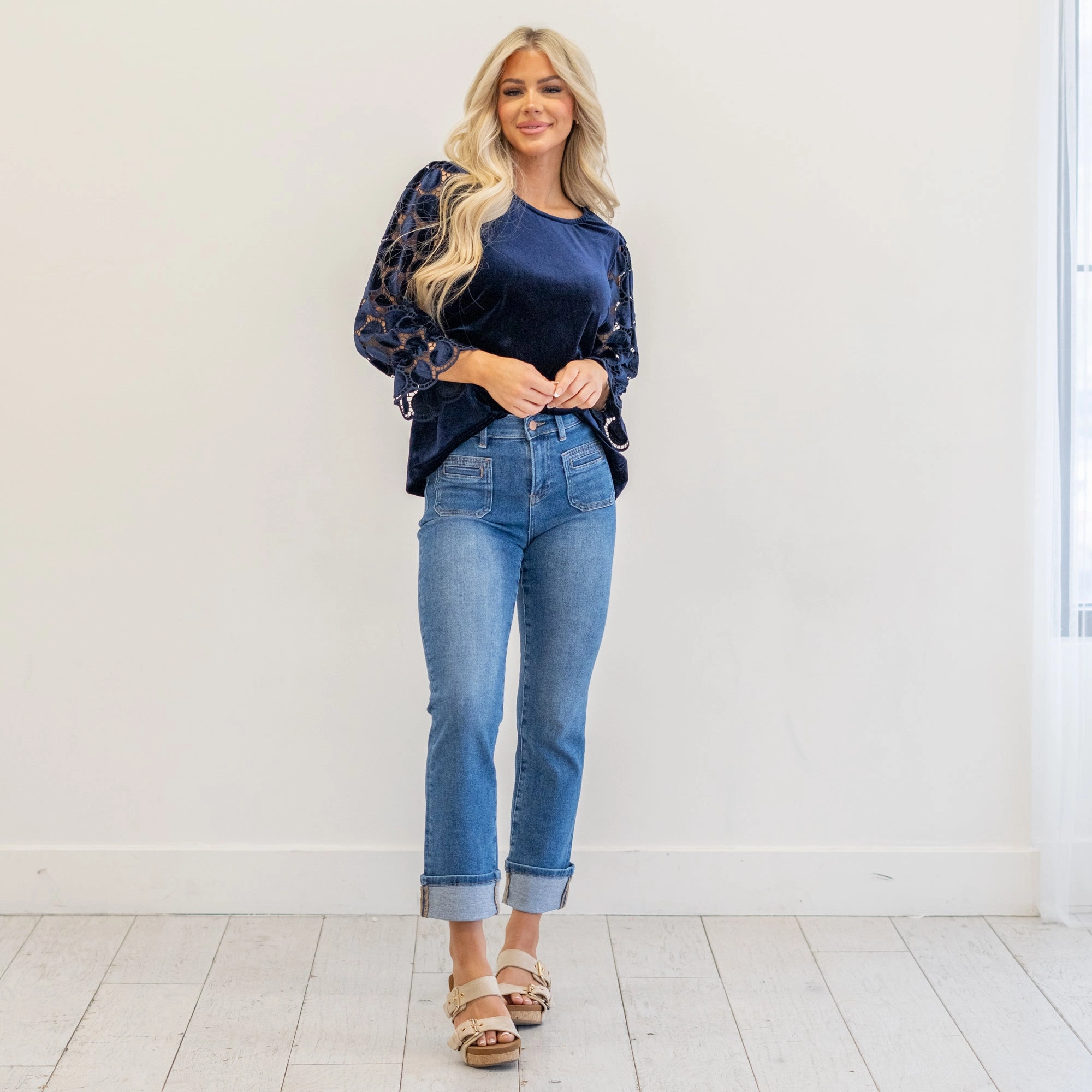 Carolina High Rise Cuffed Straight Leg Regular & Plus Sizes Neutral Tones Versatile Comfort