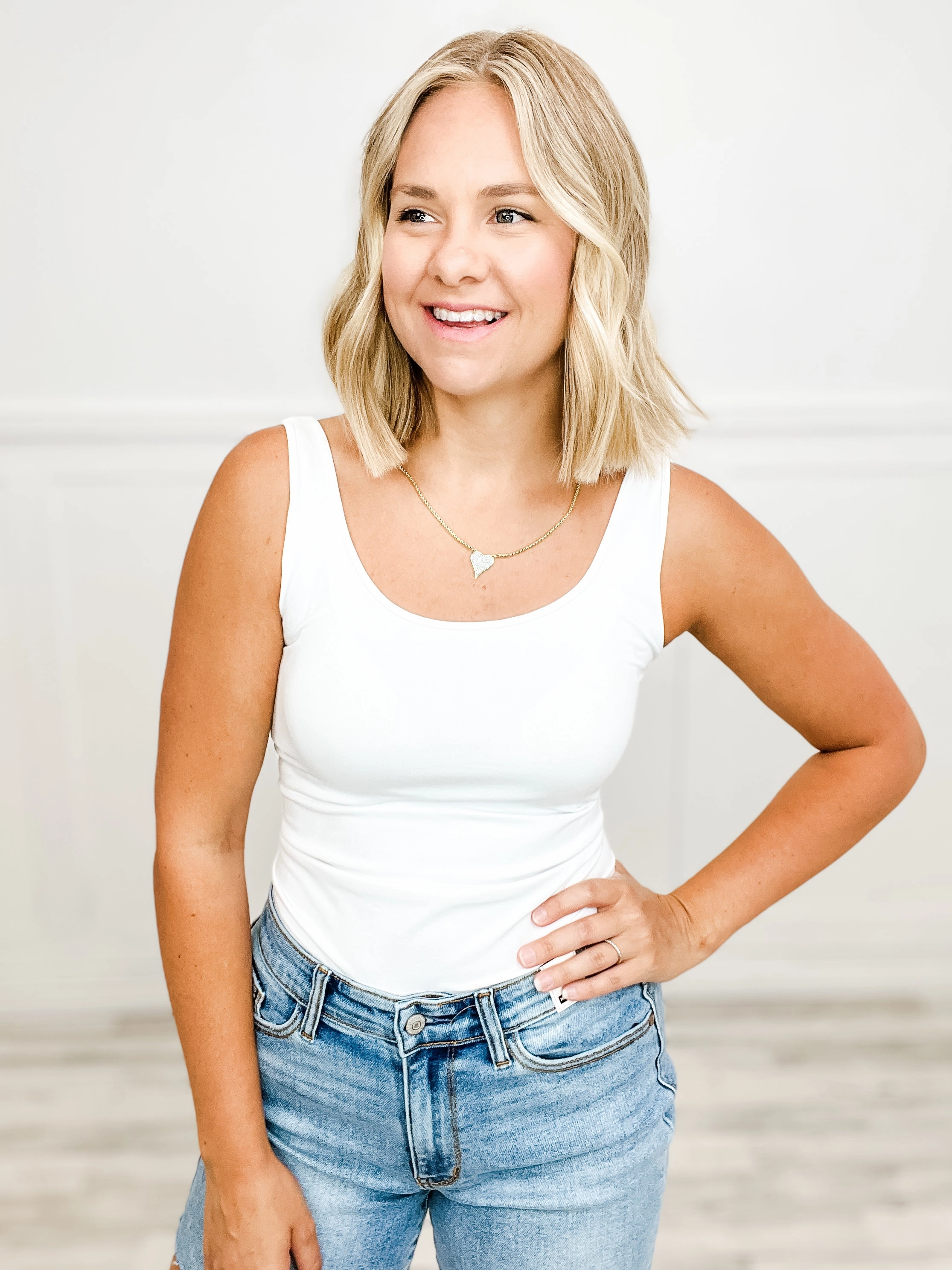 Reversible (Scoop Neck or V-Neck) Double Sided Plain Jersey Tank Top Casual Button-Down