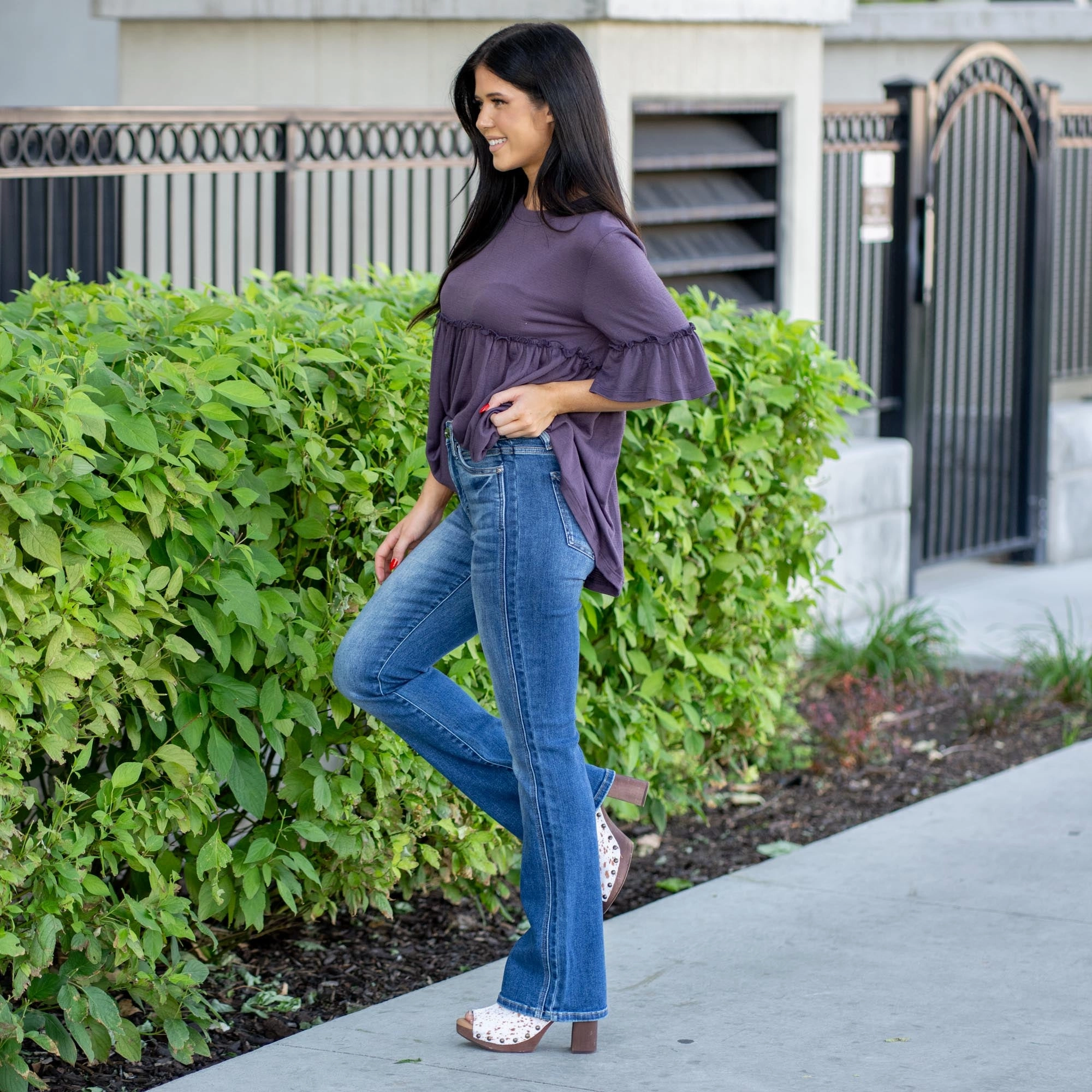 Minimalist Trendy Everyday RFM Tummy Control Top Mia High Rise Slimmers Bootcut Jean Medium Blue