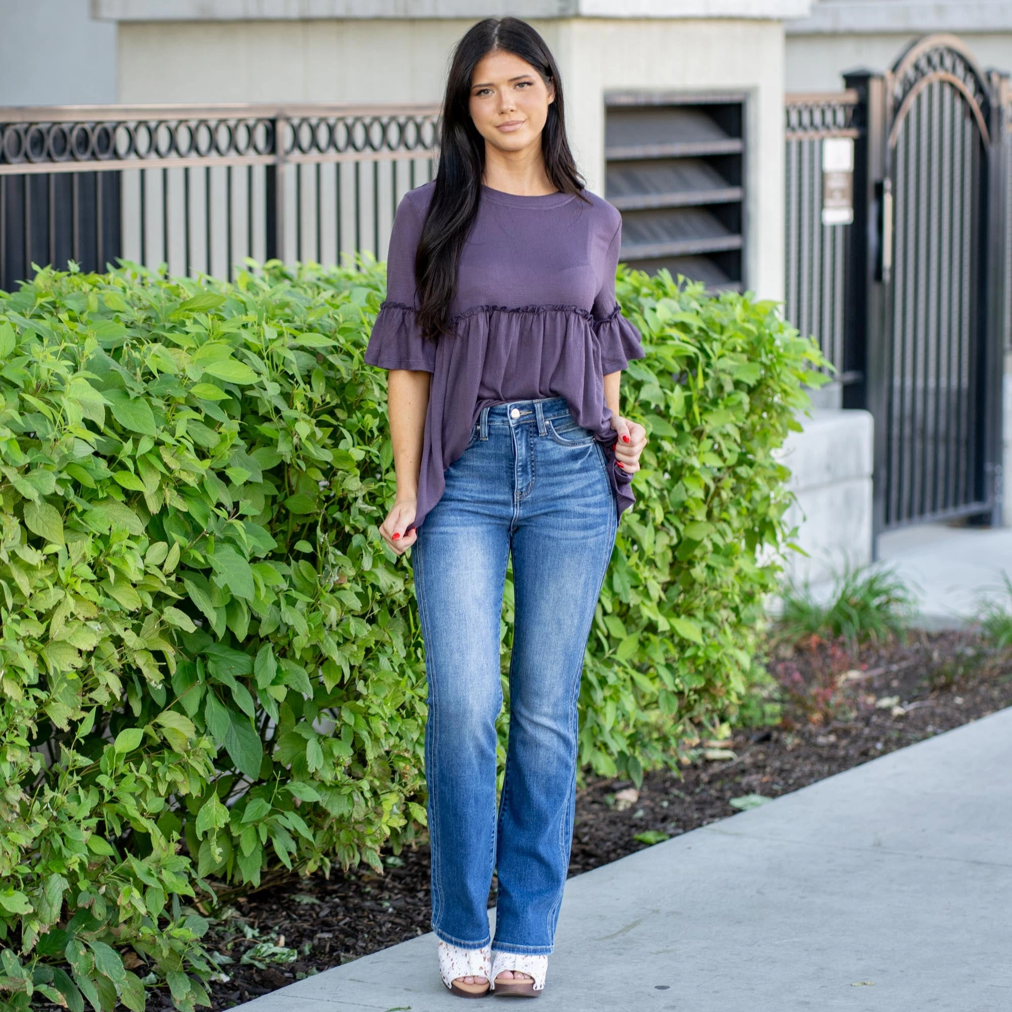 Non Restrictive Thigh Beach Day Breathable RFM Tummy Control Top Mia High Rise Slimmers Bootcut Jean Medium Blue