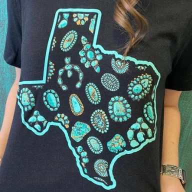 Sterling Kreek Texas In Turquoise Tee AllDay Comfort WrinkleFree Weaving