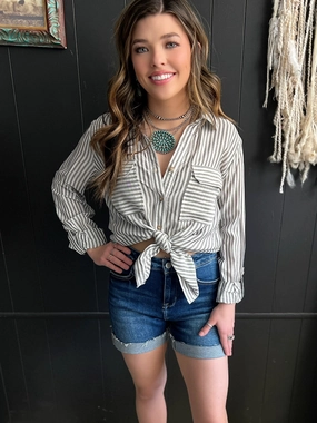 Risen Dark Wash High Rise Cuffed Denim Shorts AntiSnagZippers Active Motion