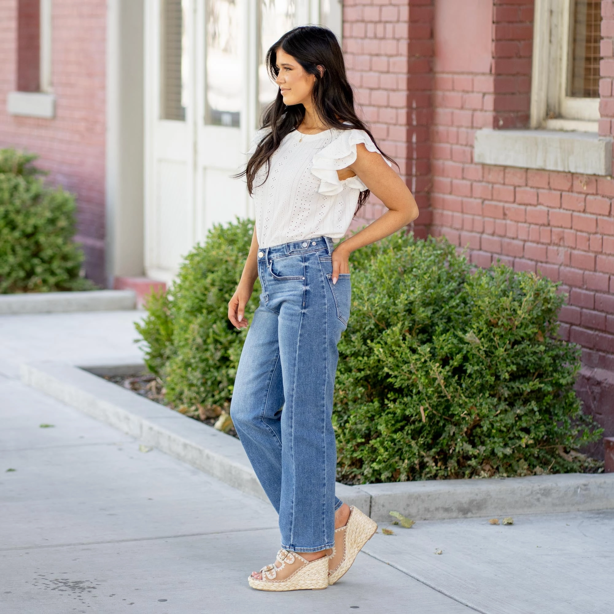 Night Out Everyday Holiday Vibes Rainy Day Vintage Lover Risen Haven High Rise Adjustable Barrel Crop Jeans Dark Blue Wash