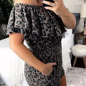 Roaring Leopard Romper* High Collar Option