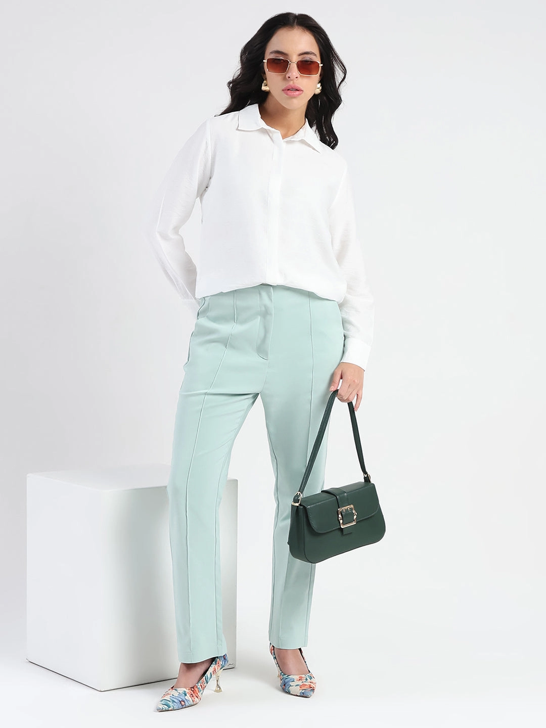 Tailored Fit Madame White Rayon Blend Shirt