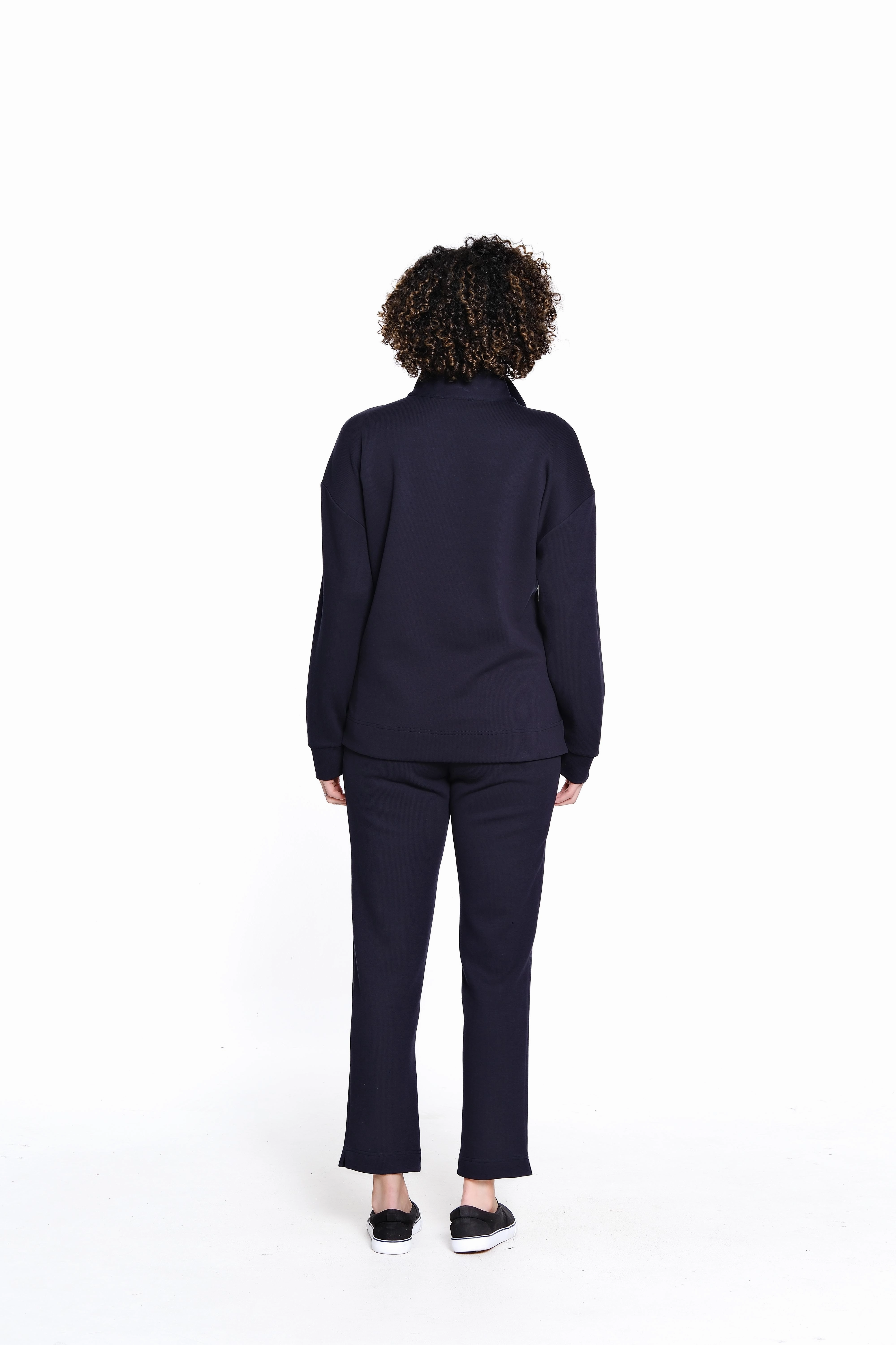 Reflective Logo Detail UV Protective Coating Half Zip Pullover - Navy