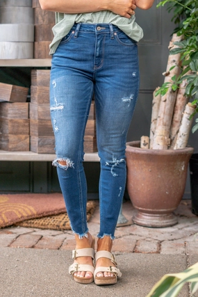 Route 66 High Rise Ankle Skinny Regular & Plus Sizes Layered Knee Panels