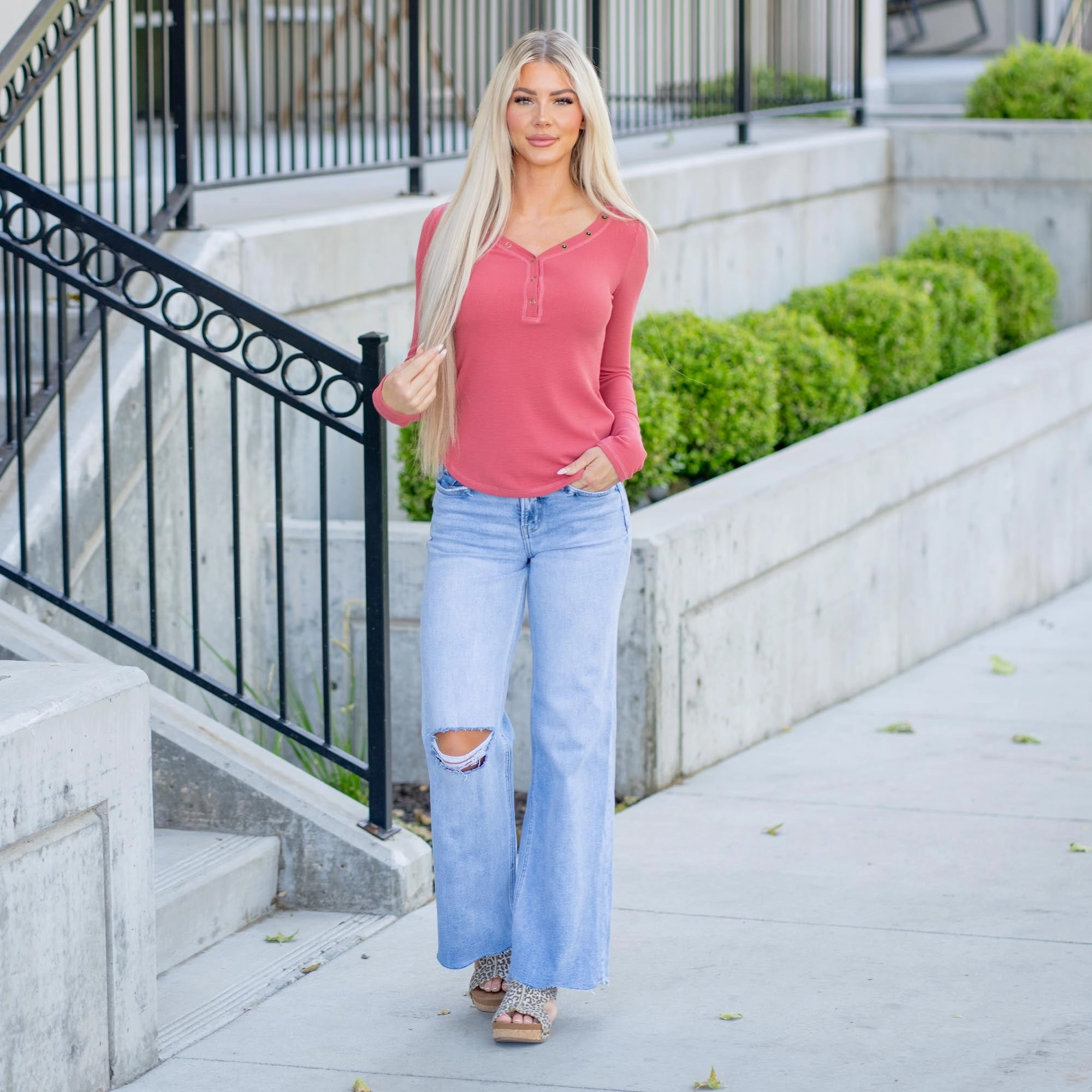 Rowan Reversed Stitch Thermal Henley Comfy Pieces