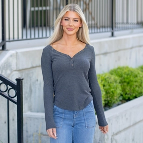 Rowan Reversed Stitch Thermal Henley Cozy Look Wear