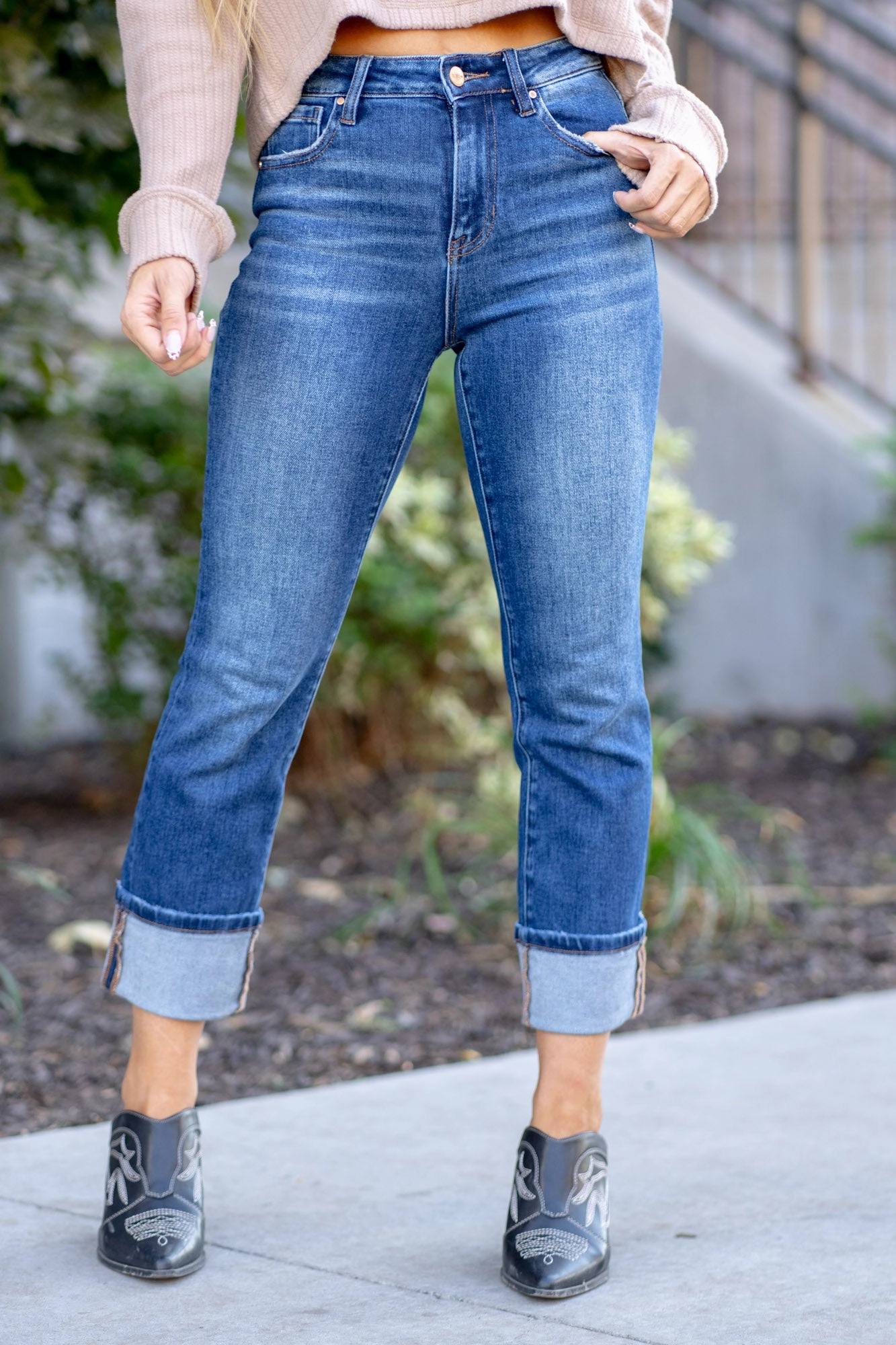 Crisp Air High Rise Cuffed Straight Leg Regular & Plus Sizes Classic Comfort Moisture Wicking Technology