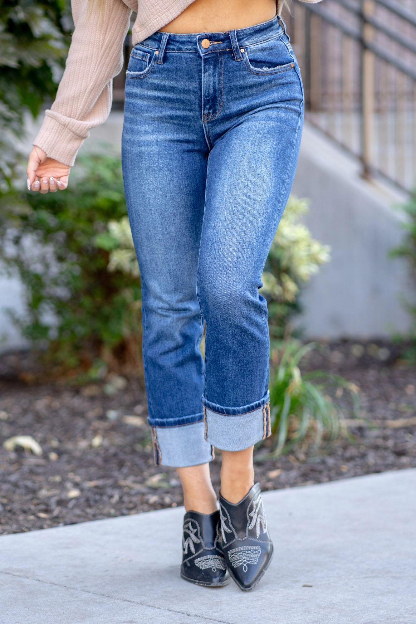 Crisp Air High Rise Cuffed Straight Leg Regular & Plus Sizes Contemporary Wear Cool Essential