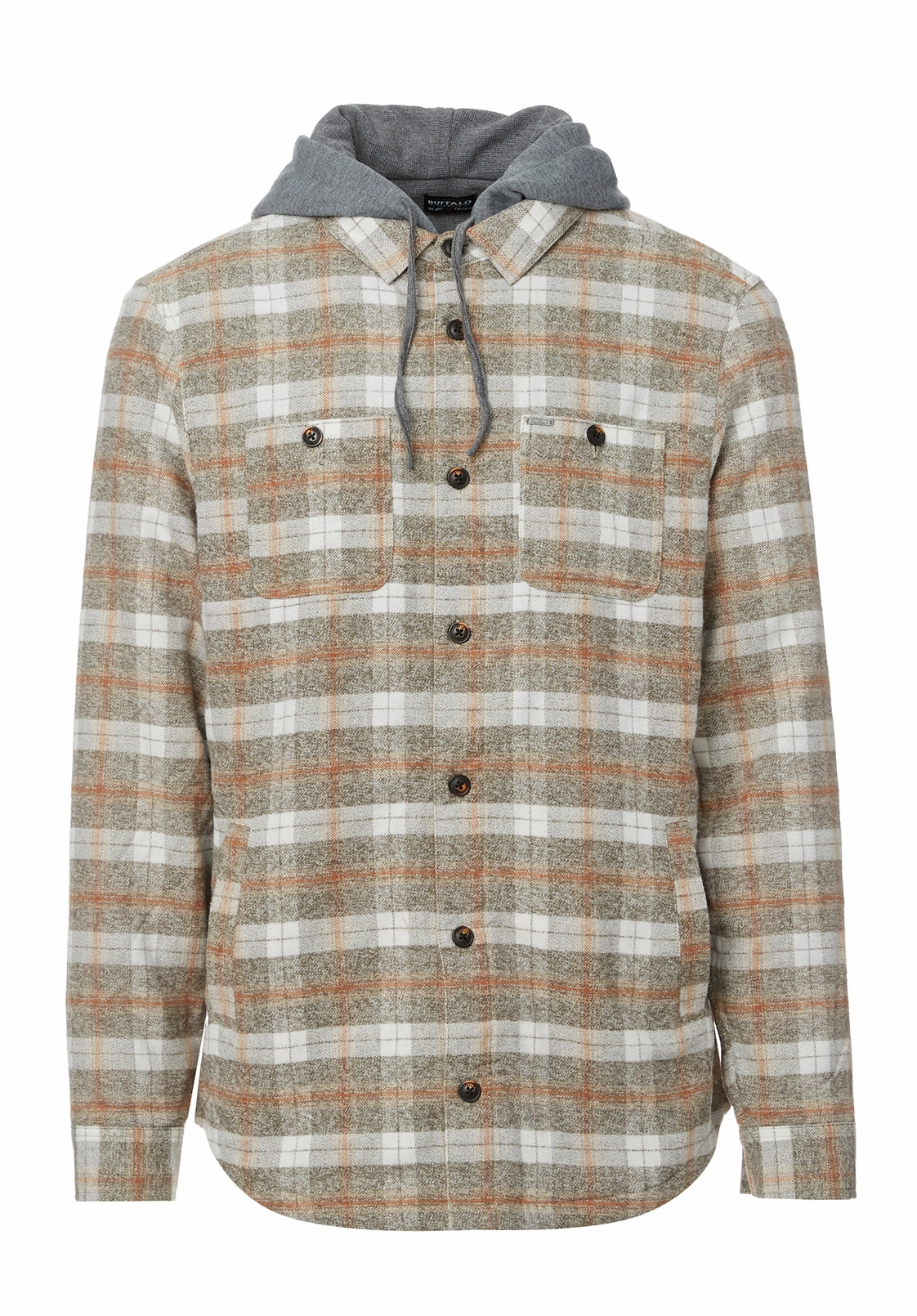 Sacket Men??s Hoodie Shacket in Grey Fern Plaid - BM24151 Ventilated Back All Season Performance Weave