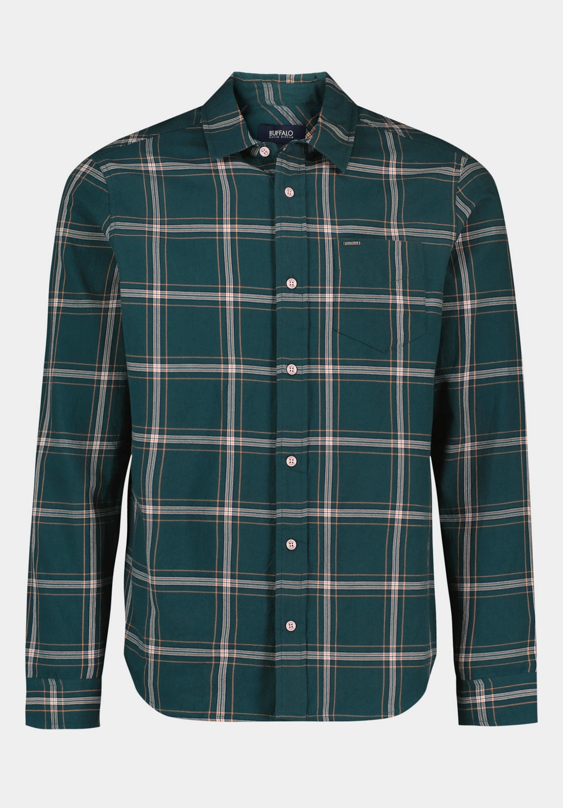 Chic Wardrobe Non Iron Sago Men??s Long-Sleeve Plaid Shirt, Deep Teal - BM24689