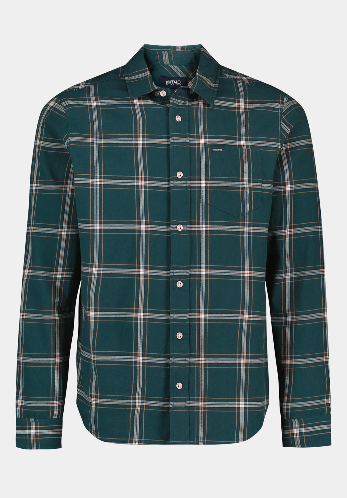 Casual Option Sago Men??s Long-Sleeve Plaid Shirt, Deep Teal - BM24689