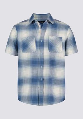 Sagrino Men's Short-Sleeve Plaid Fitted Shirt, Moonlight Blue - BM24618 Coffee Run