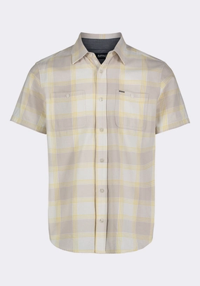 Essential Layer Soft Touch Sagrino Men's Short-Sleeve Plaid Fitted Shirt with Chest Pockets, Milk - BM24553