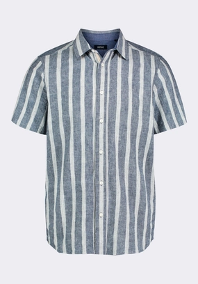 Sagrino Men's Short-Sleeve Striped Fitted Shirt, Whale - BM24564 Geometric Pattern