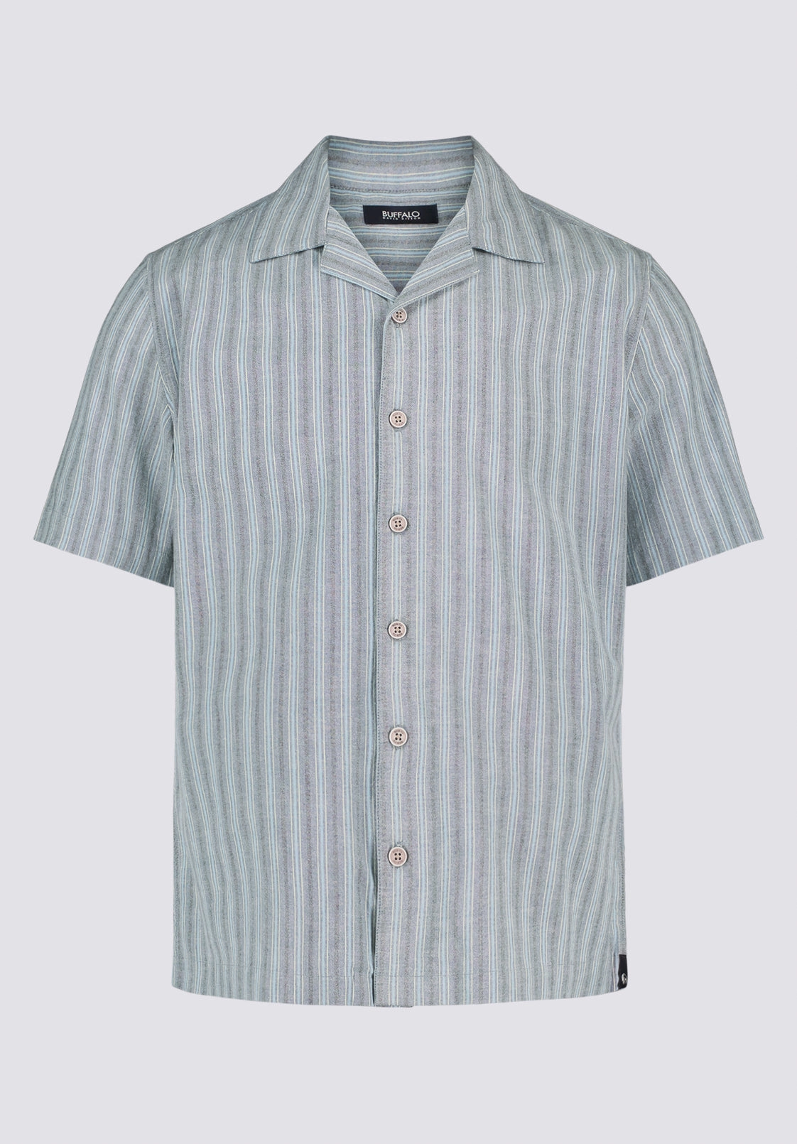Ultra Soft Interior Salaman Men's Short-Sleeve Striped Camp Shirt, Whale - BM24619