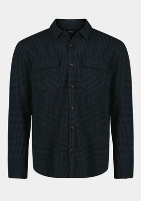 Samme Men's Long-Sleeve Plaid Blanket Shirt, Midnight Blue - BM24694 Sporty Comfort Two Tone Stitching