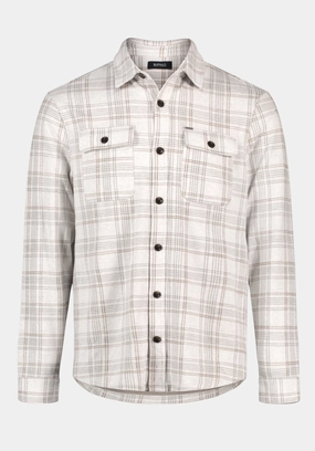 Weekend Outfit Tagless Labeling Samme Men's Long-Sleeve Plaid Blanket Shirt, Milk - BM24691