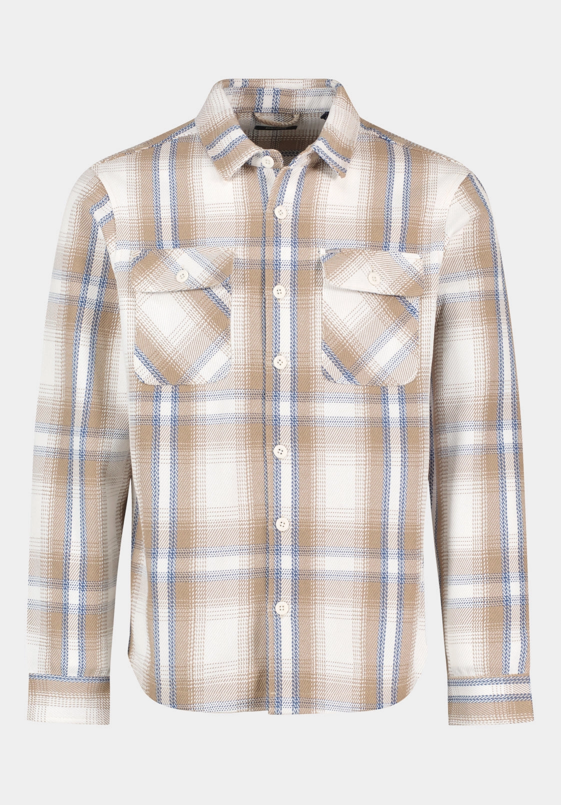Samme Men's Long-Sleeve Relaxed Plaid Shirt, Milk - BM24686 Functional Pocket Multipurpose Layering Fabric