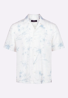 Sandro Men's Printed Short-Sleeve Camp Shirt, Milk - BM24565 Travel-friendly