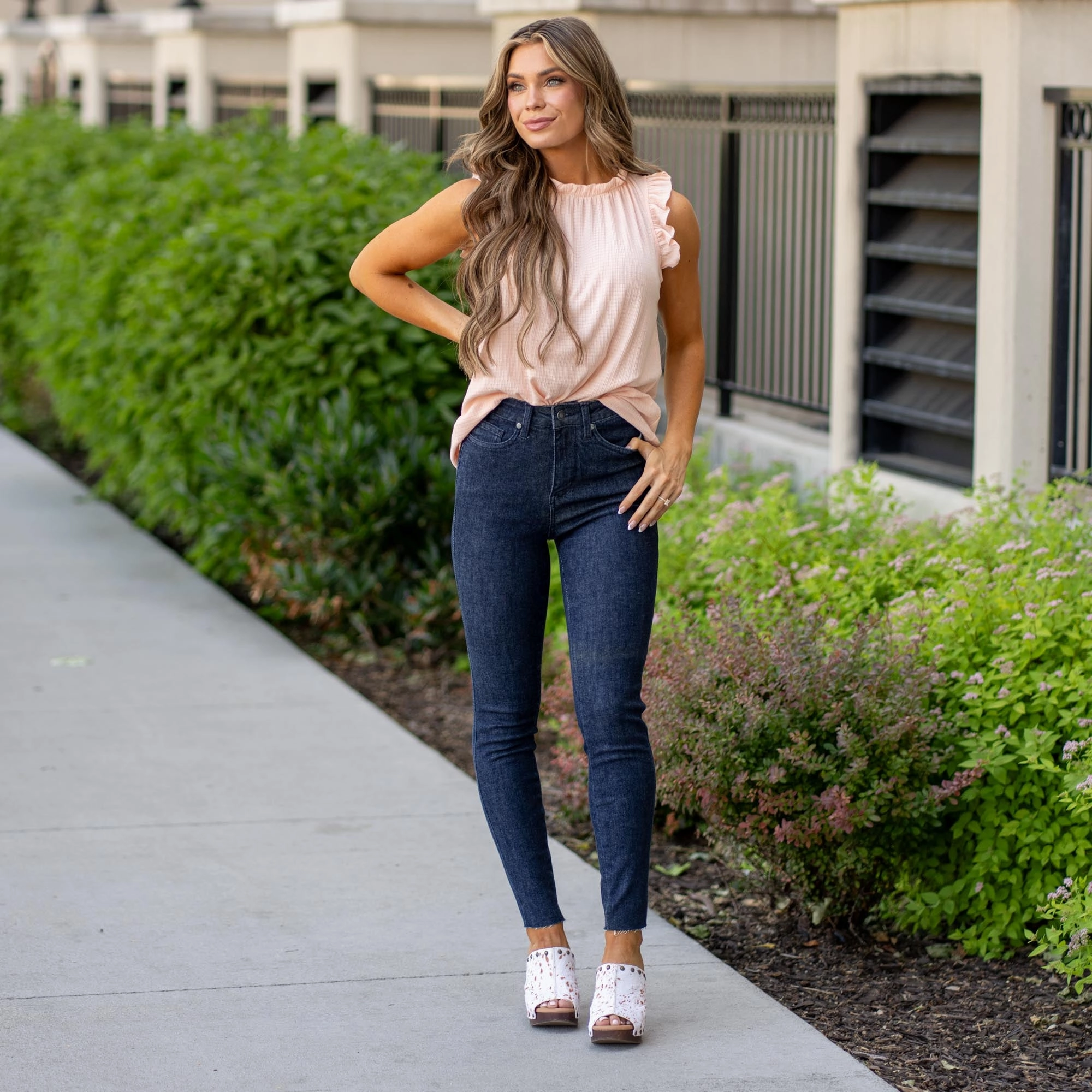 Savannah High Rise Tummy Control Top Cut Hem Skinny Regular & Plus Sizes Minimalist Style Holiday Vibes Weekend Warrior