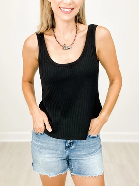 Scoop Neck Sleeveless Solid Knit Top GarmentWashed Texture Soft Touch Feel