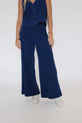 Bold Waistband Office Friendly Scout Jersey Denim Pant- Indigo