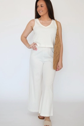 Scout Jersey Flare Pant - Sea Salt (FINAL SALE) Active Fit Comfy Texture