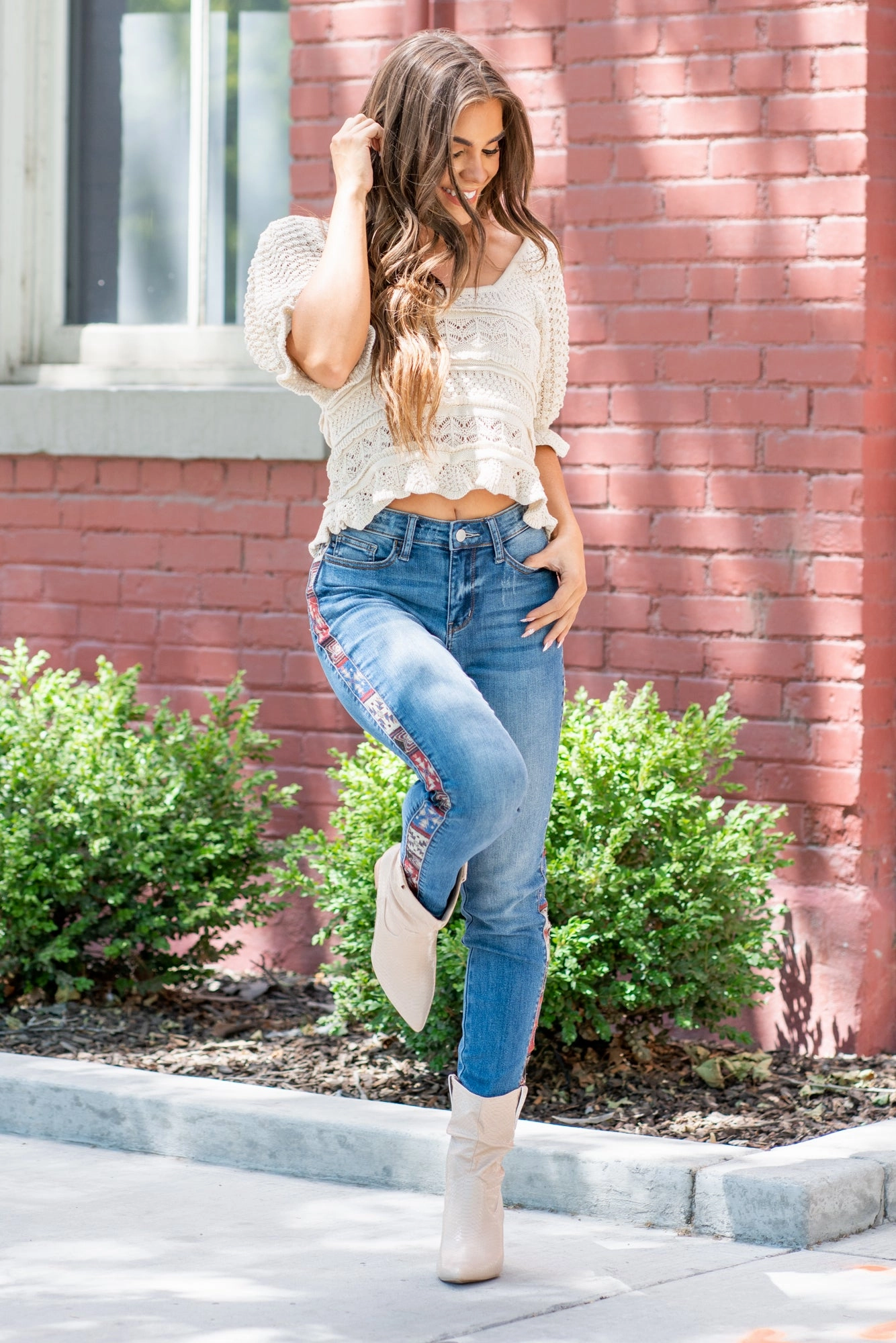 Western Print Mid Rise Relaxed Fit Stylish Sunny Vibes Fit And Easy