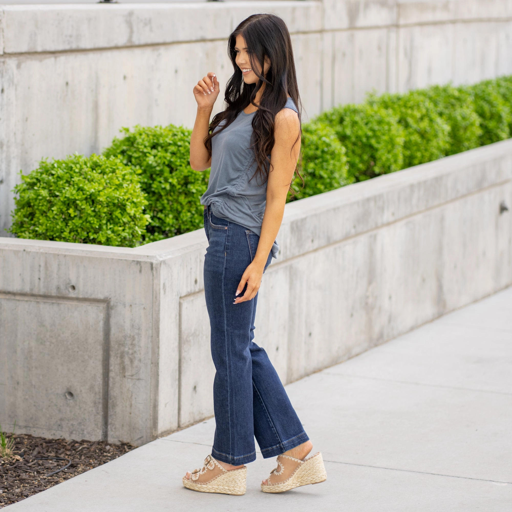 Day Out Style Premium Cotton Blend Sculpt & Stroll High Rise Crop Wide Leg Regular & Plus Sizes