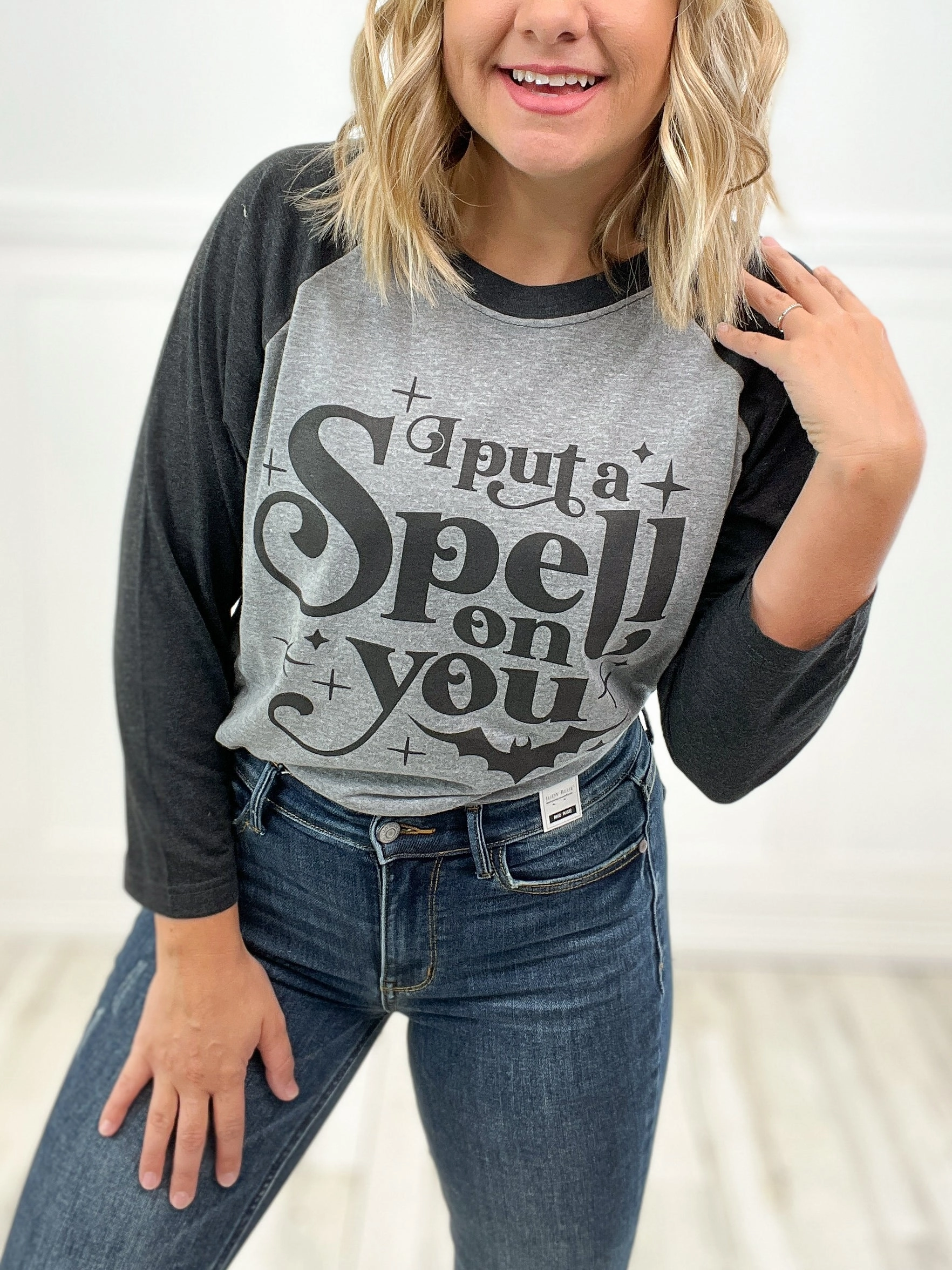 I Put A Spell On You 3/4 Sleeve Graphic Tee Compact TravelFriendly Design