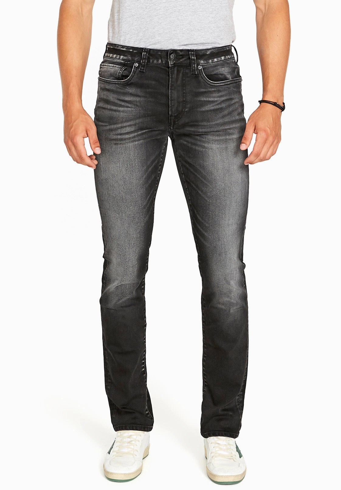 Comfy Waist Fit High Quality Bold Look Summer Vibes Slim Ash Men's Jeans in Dark and Sanded Black - BM22597