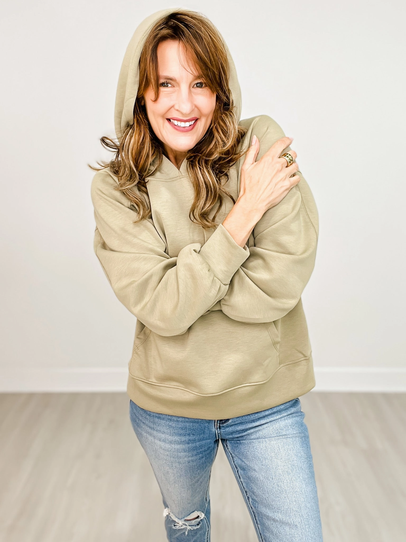 Seaside Modal Hooded Top with Kangaroo Pocket in SAGE Cozy Hoodie Wear