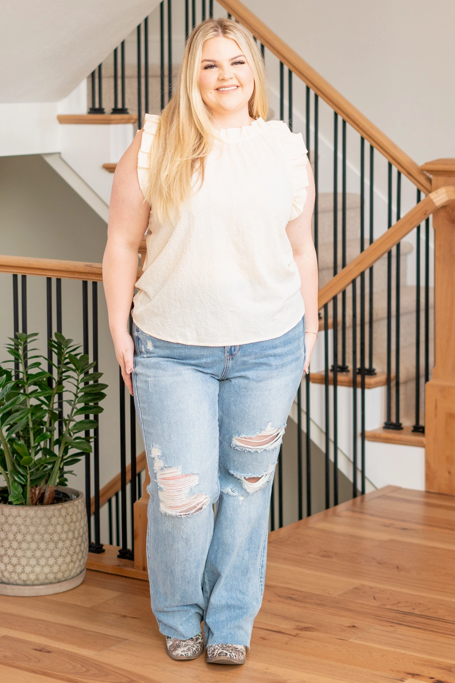 garden party Plus Size Sienna Mock Neck Top - Khaki