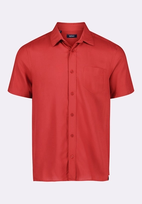 Sirilo Men's Fitted Short Sleeve Shirt, Baked Apple Red - BM24594 Eco Friendly Dye Lace Accent