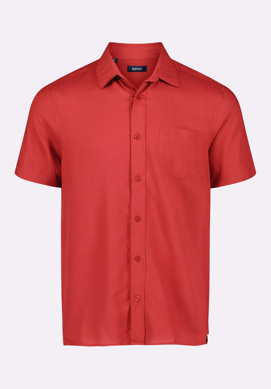 Monochrome Palette Sirilo Men's Fitted Short Sleeve Shirt, Baked Apple Red - BM24594