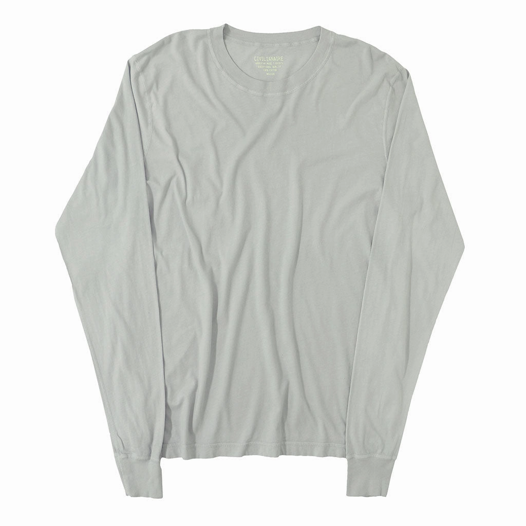 Sporty Sweatshirt Long Sleeve Crew Neck Cotton Tee - Frost #9051