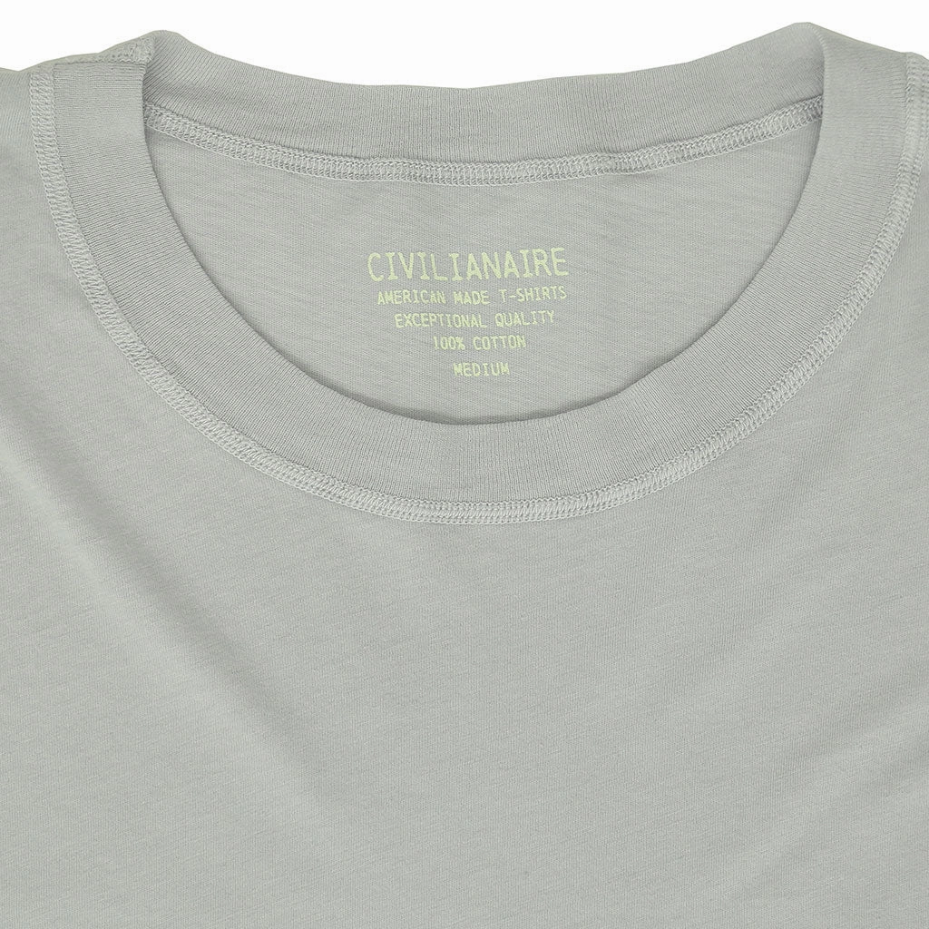 RelaxedSilhouette Reinforced Neckline Detail Long Sleeve Crew Neck Cotton Tee - Frost #9051