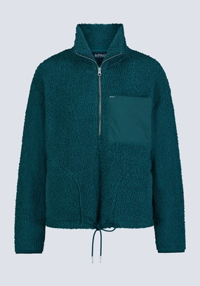 Collapsible Packable Style NonIrritatingLining Sena Women's Sherpa Jacket with Chest Pocket, Dark Sea - JK0036F