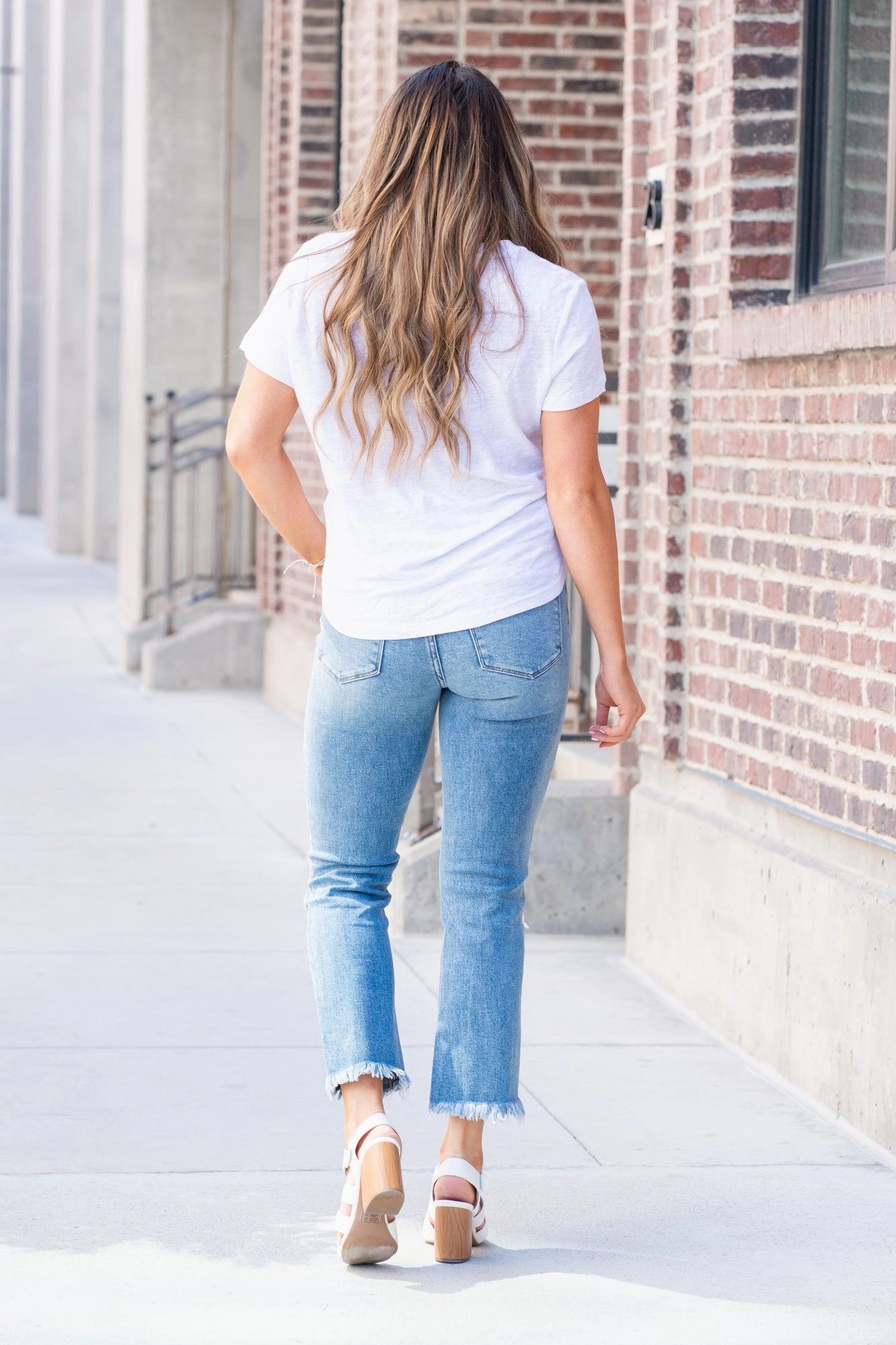 VERVET Hampton High Rise Crop Straight Leg Jeans Medium Blue Wash Smart Wardrobe